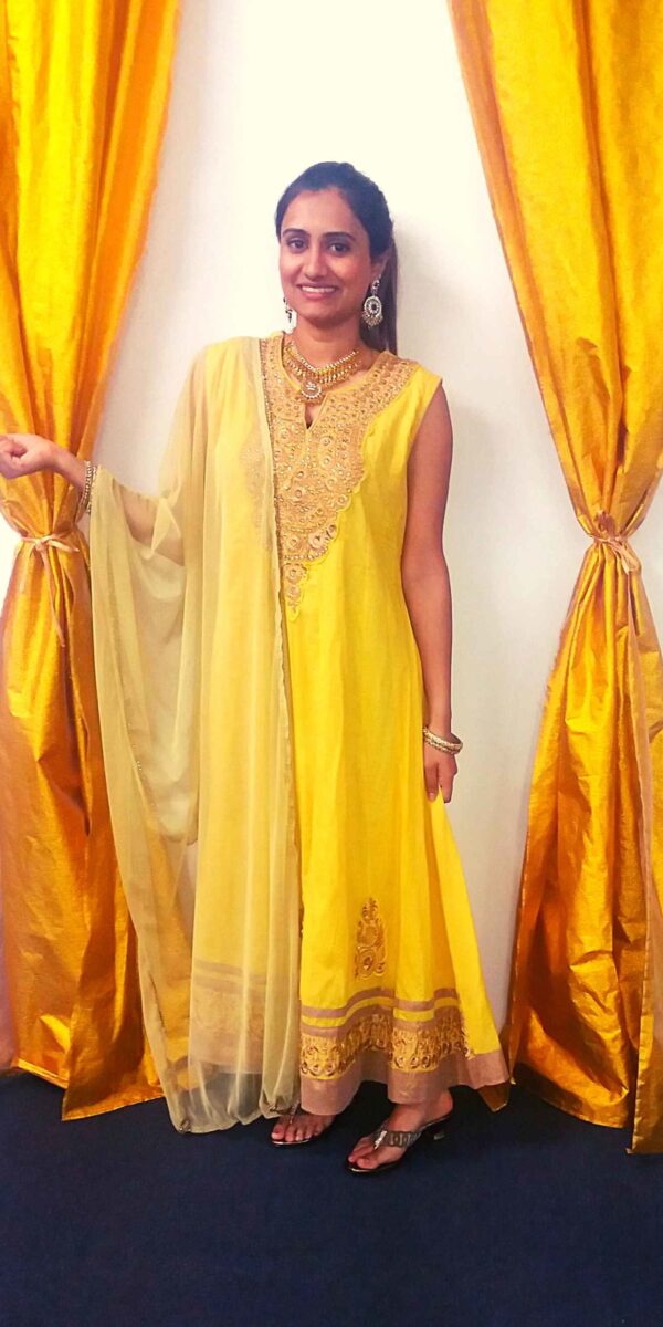 Tops/Dresses Hire - Yellow Embordered Anarkali